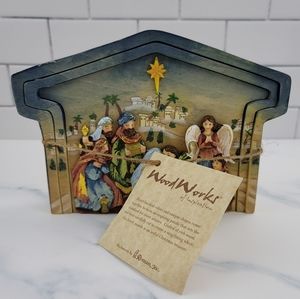 Wood Nativity Creche Puzzle Scene By Roman Inc
